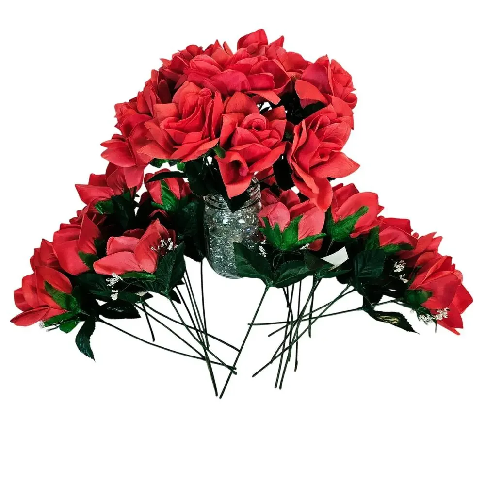 Red Silk Artificial Rose Flowers Stems Wedding Craft 3
